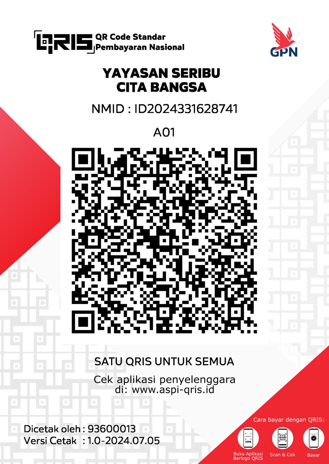 QRIS code for Yayasan Seribu Cita Bangsa — NMID ID2024331628741